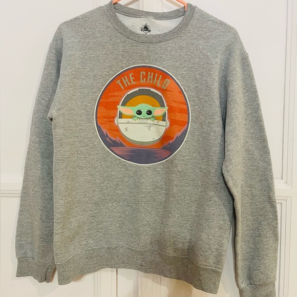 Disney Tops - Disney The Mandalorian "The Child" (Grogu/Baby Yoda) grey crewneck sweatshirt- S